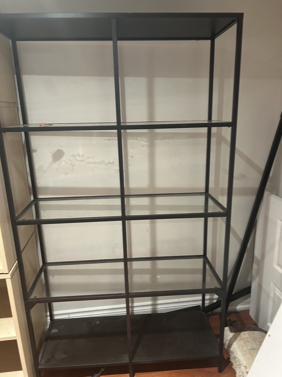 Black Metal & Glass Shelving Unit