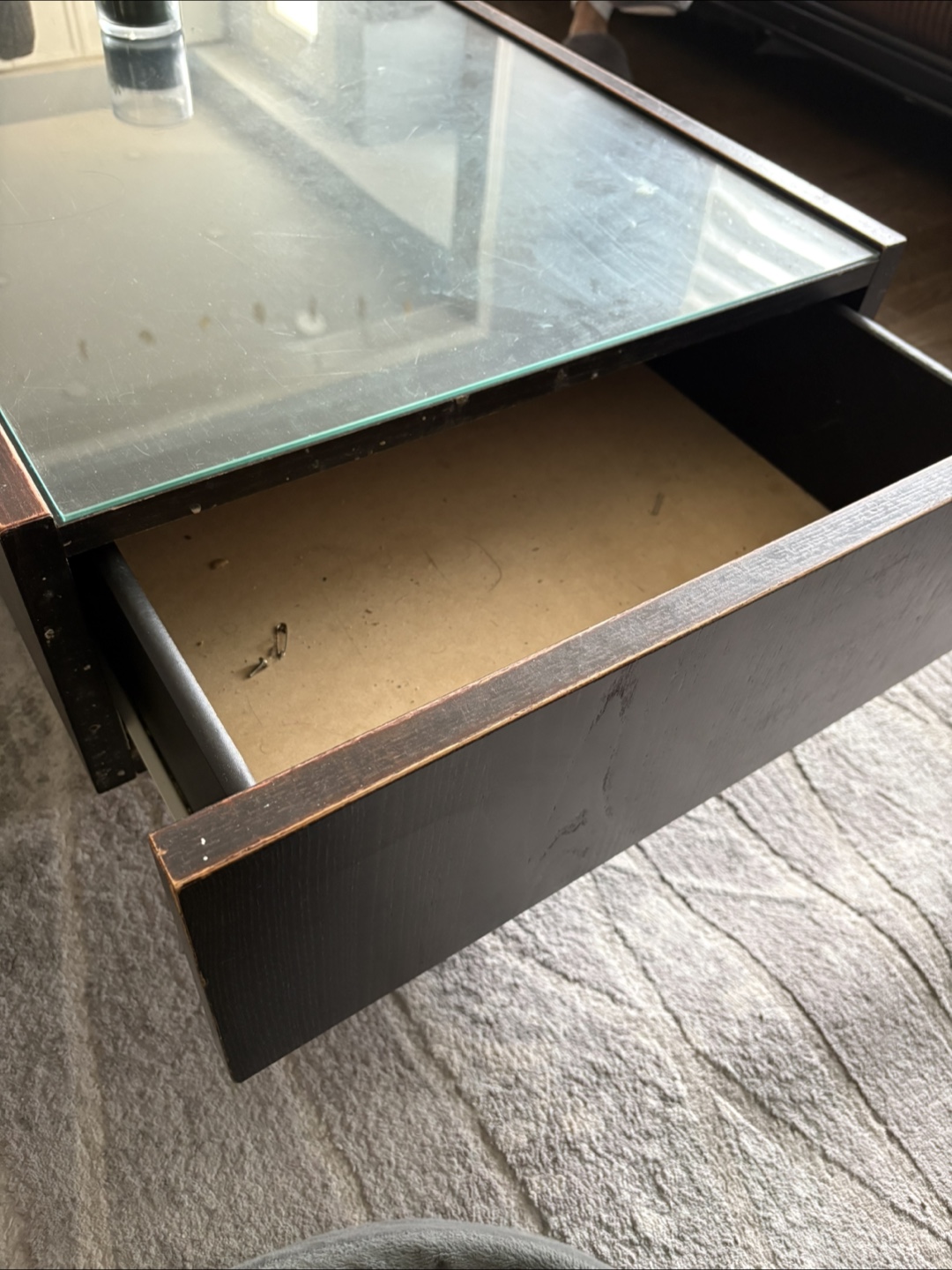 Coffee Table with Glass Top & Drawer - photo 4