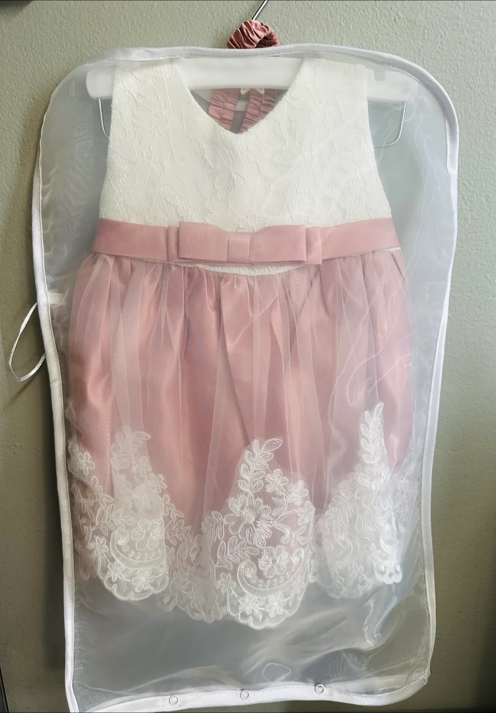 Pink & White baby Dress with Headband(NEW) thumbnail