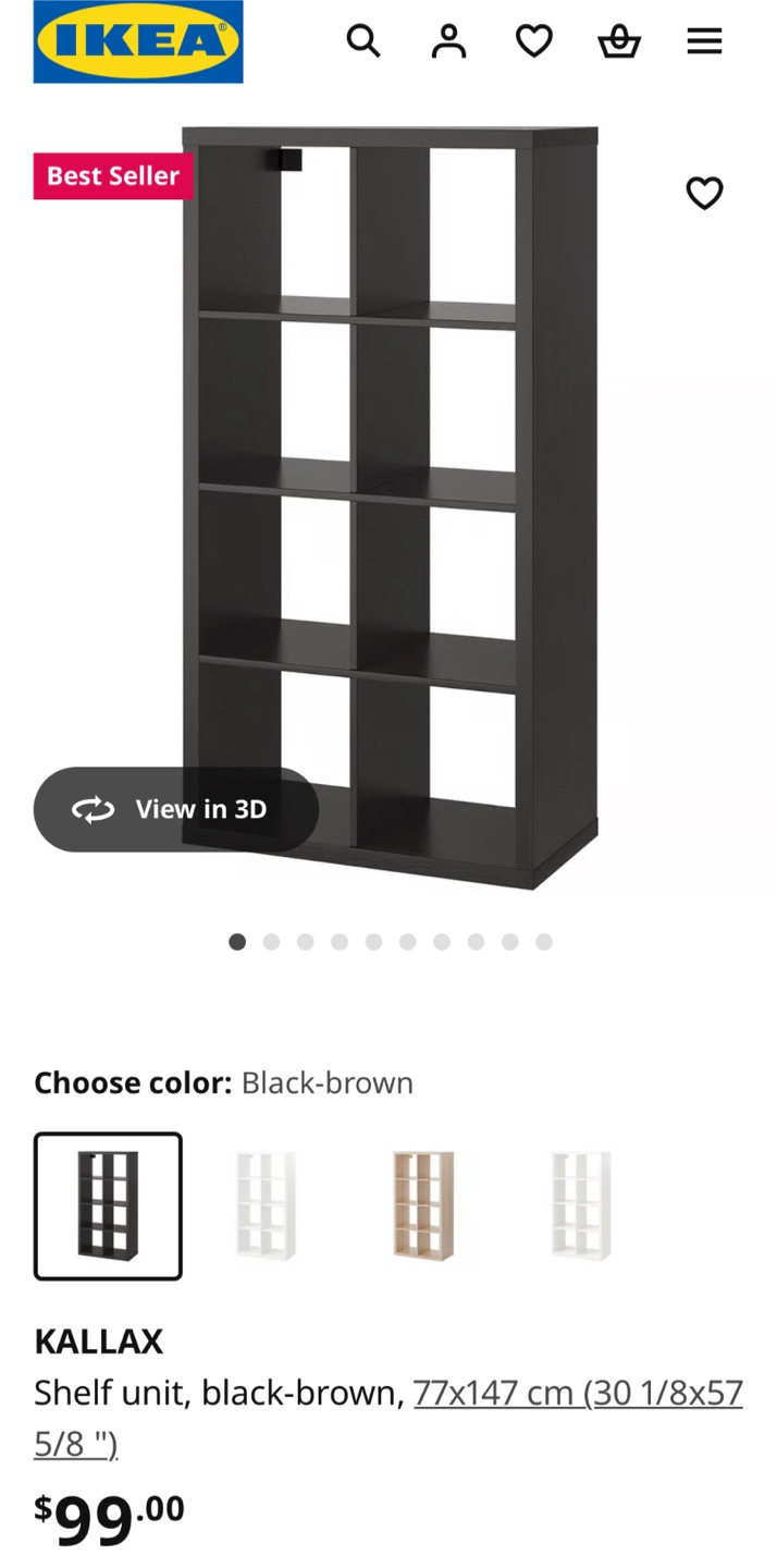 IKEA Kallax Shelf Unit - Black Brown
