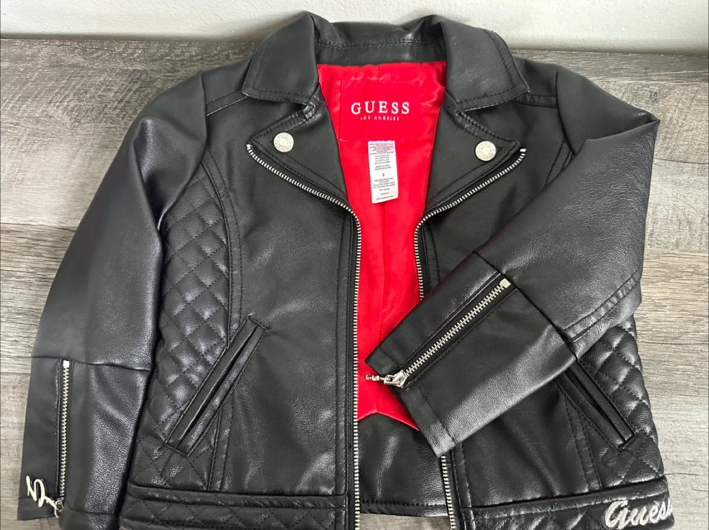 Guess Toddler Black Faux Leather Jacket thumbnail