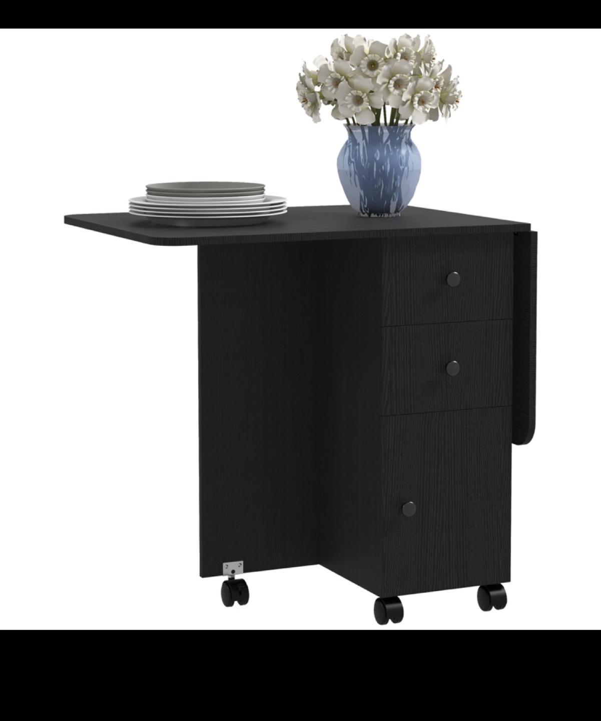 HOMCOM Drop Leaf Dining Table - Black - photo 2