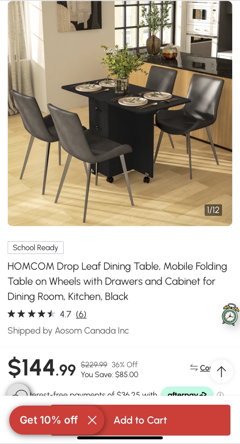 HOMCOM Drop Leaf Dining Table - Black - photo 3