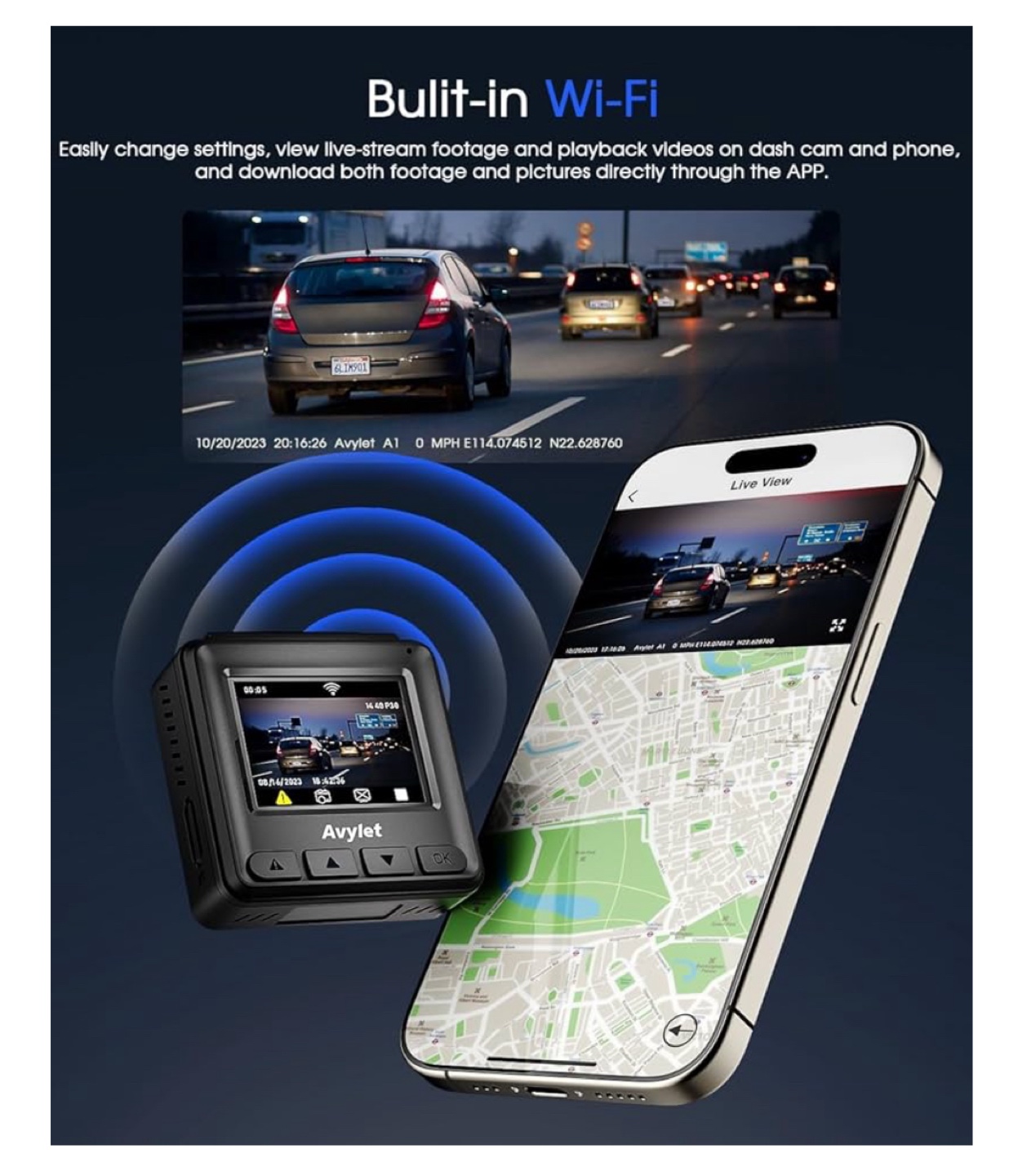 Avylet 2K QHD Dash Cam with Wi-Fi and GPS - photo 3