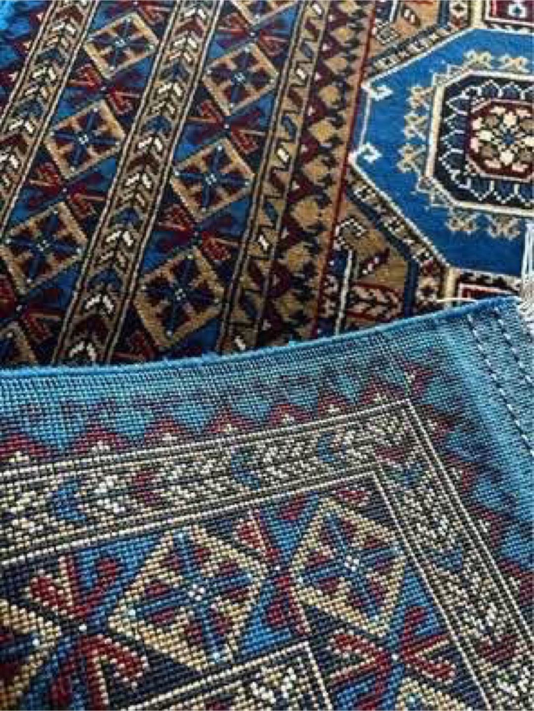 Area Rug - Blue, Brown, Red