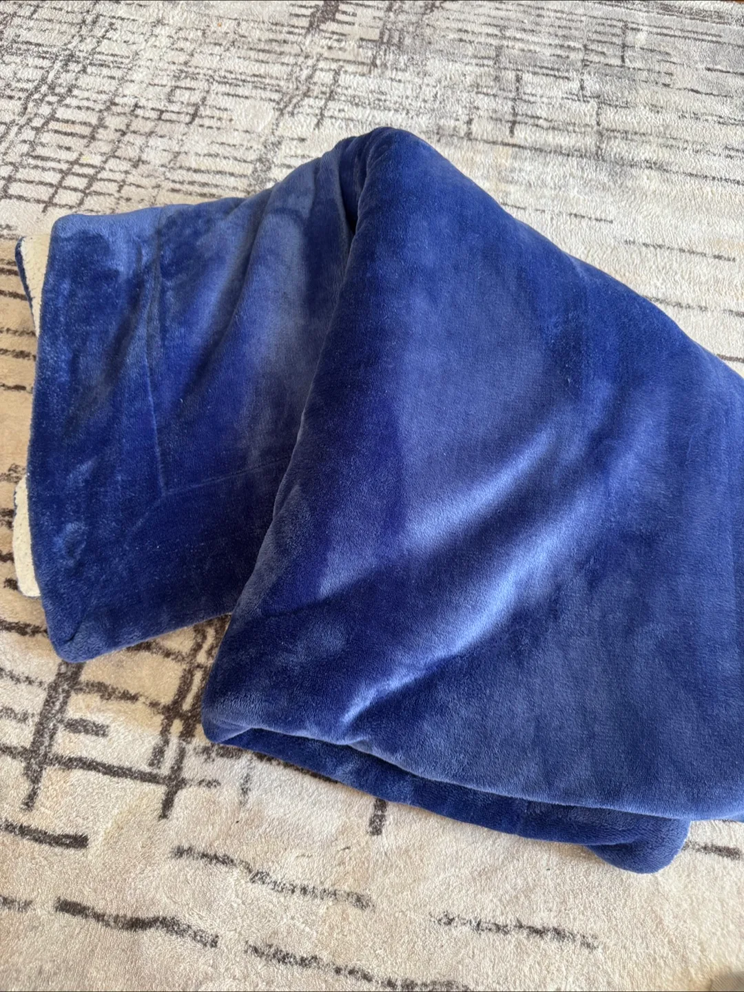 Sherpa Fleece Blanket (Twin Size) - Cozy Blue Throw thumbnail
