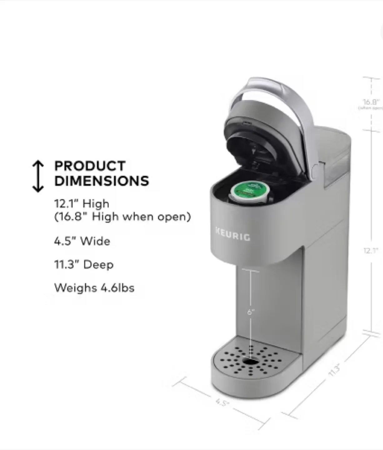 Keurig K-Mini Single Serve Coffee Maker Gray image indicator(5)