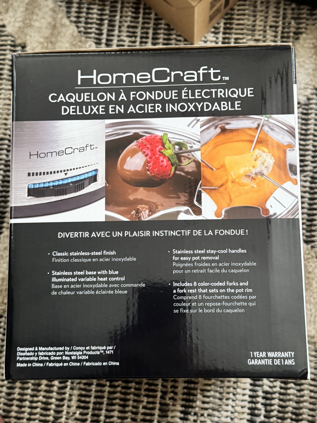 HomeCraft Stainless Steel Deluxe Electric Fondue Pot - NEW - photo 4