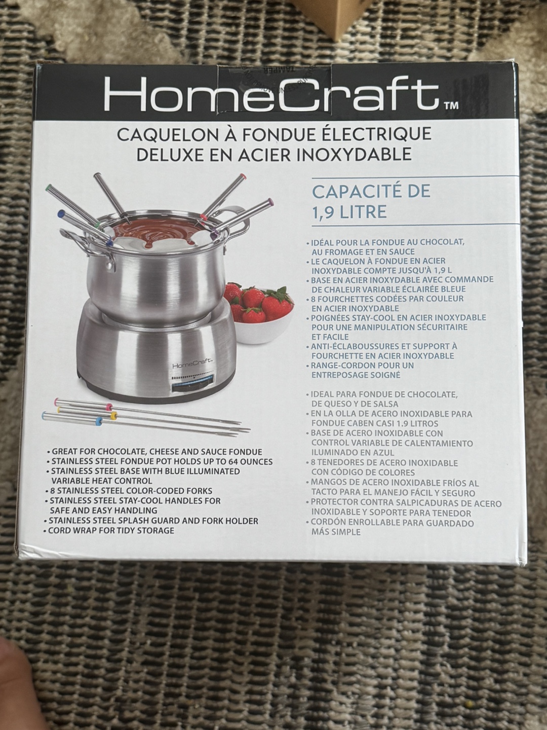 HomeCraft Stainless Steel Deluxe Electric Fondue Pot - NEW - photo 5