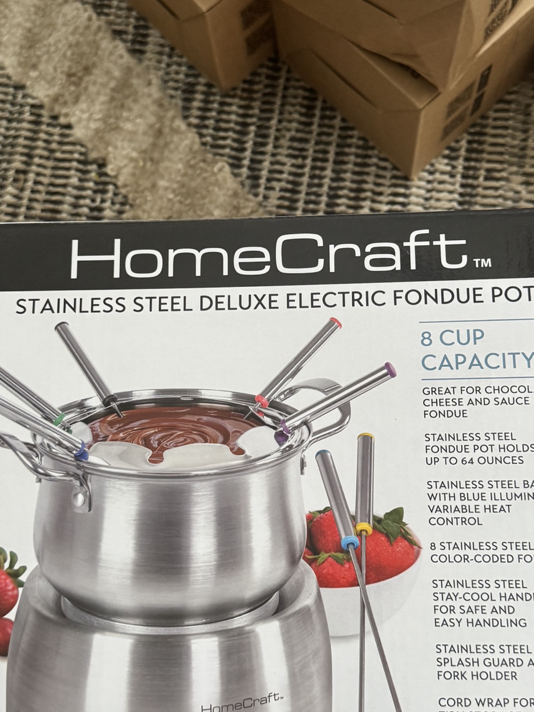 HomeCraft Stainless Steel Deluxe Electric Fondue Pot - NEW - photo 3