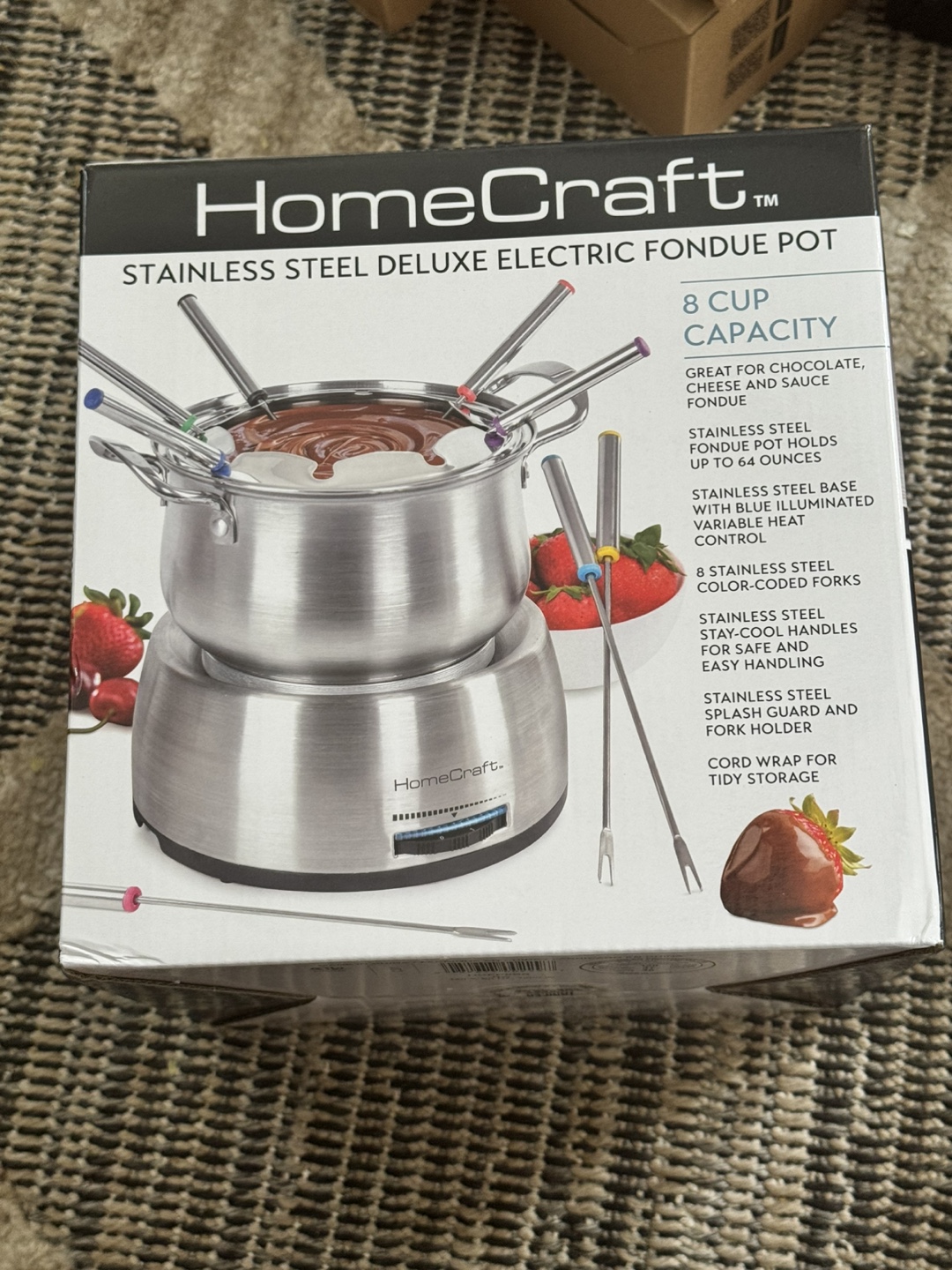 HomeCraft Stainless Steel Deluxe Electric Fondue Pot - NEW