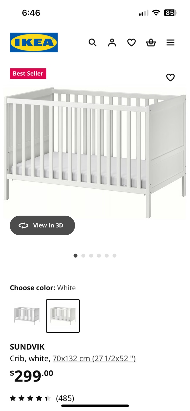Ikea Sundvik Crib & Jolly Jumper Crib Wedge