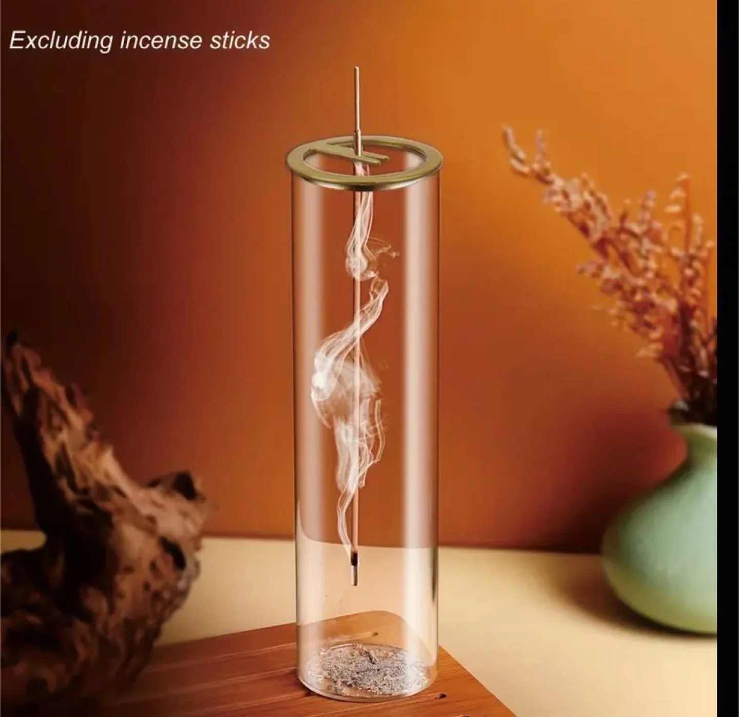 Elegant Glass Incense Holder with Brass sale thumbnail