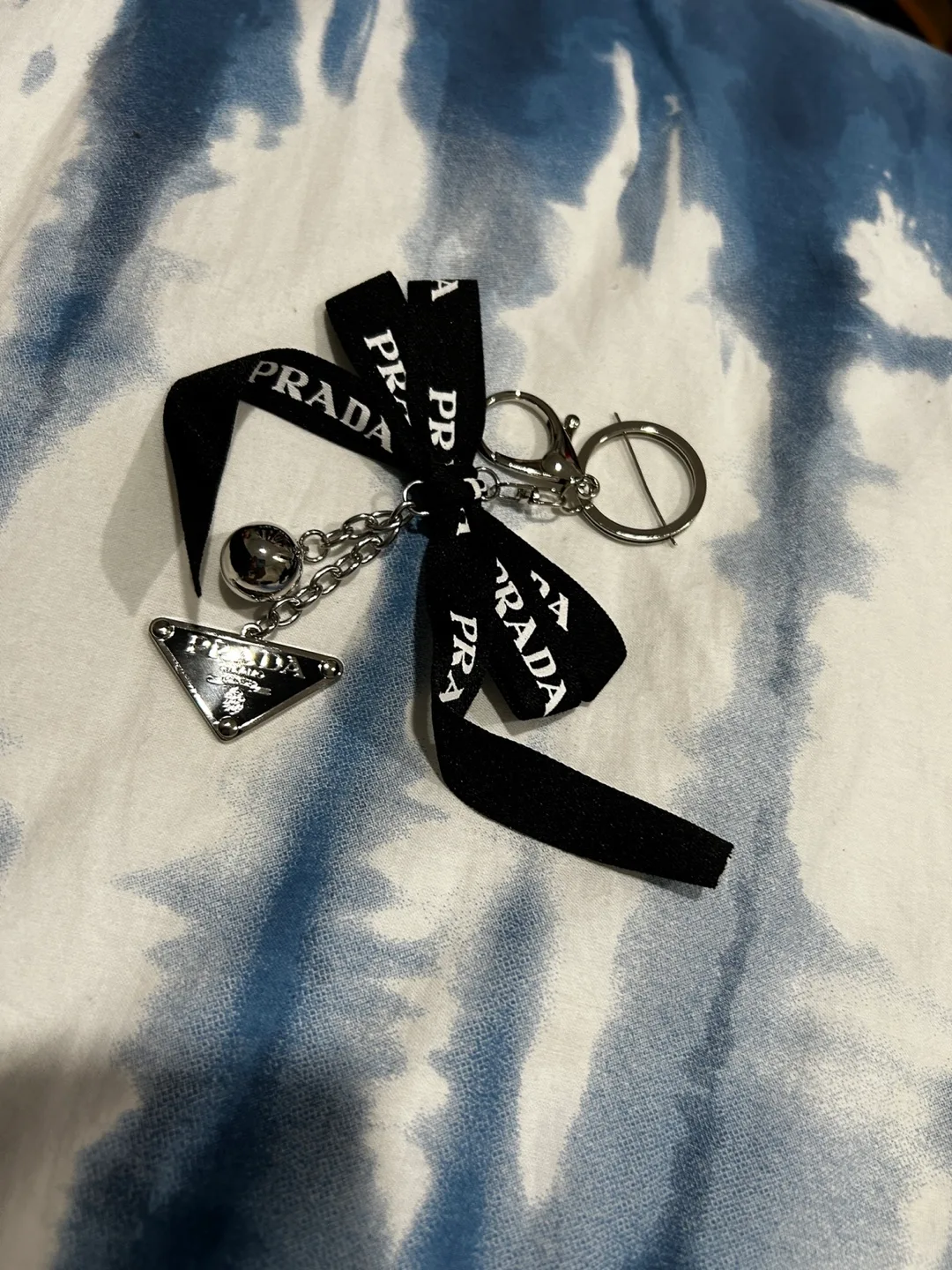 Inspired Prada Black Ribbon Keychain thumbnail