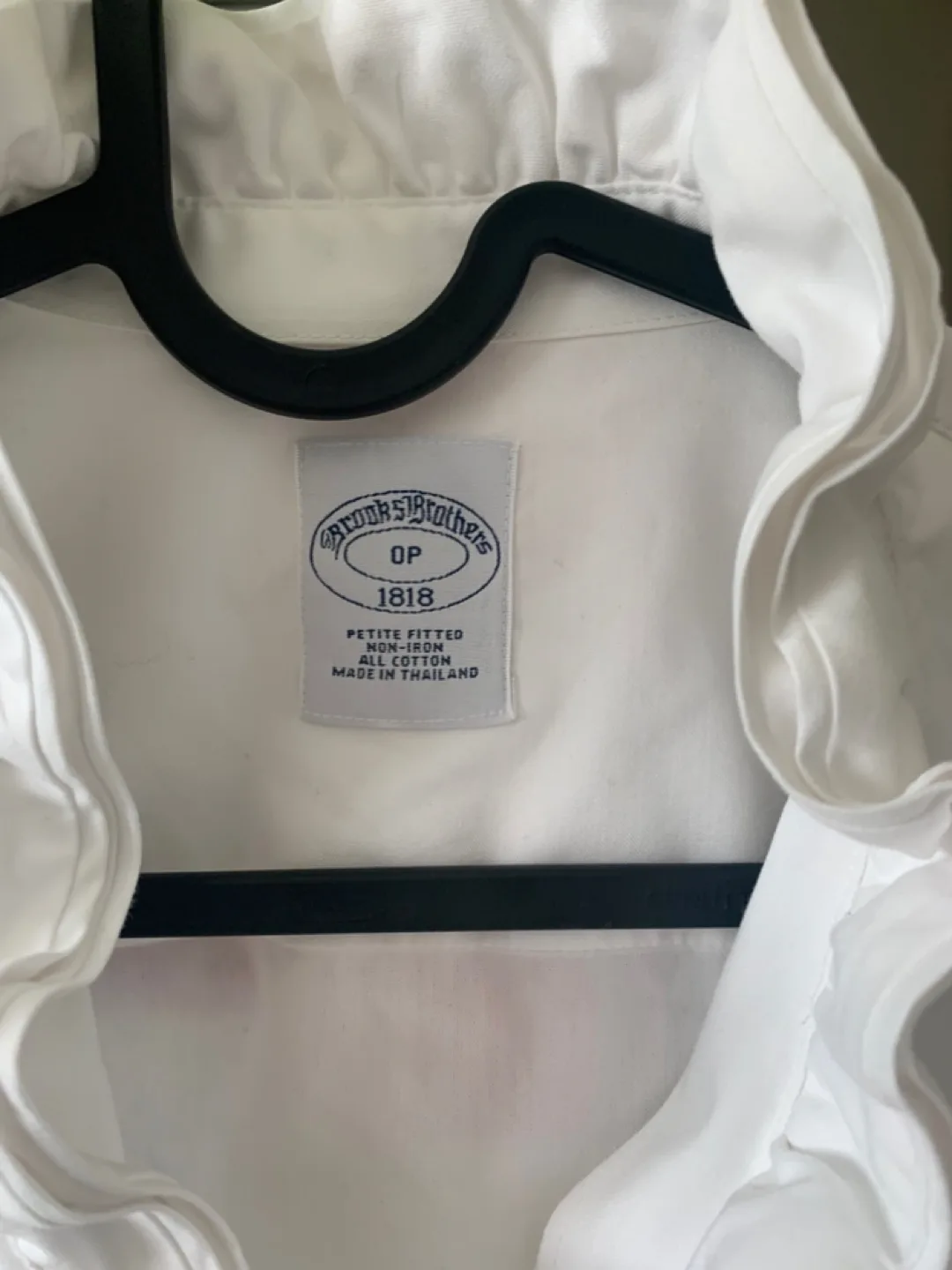 Brooks Brothers White Ruffle Blouse - Petite Fitted image indicator(2)