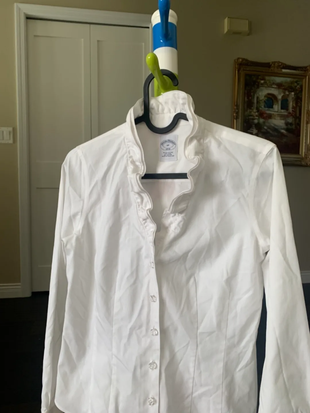 Brooks Brothers White Ruffle Blouse - Petite Fitted image indicator(3)