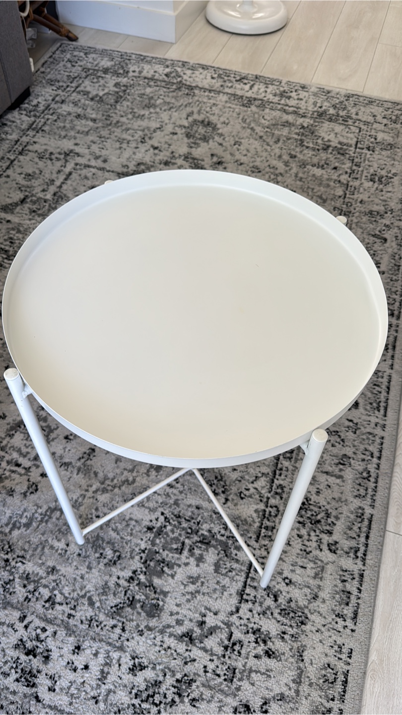 IKEA White Round Side Table - photo 5
