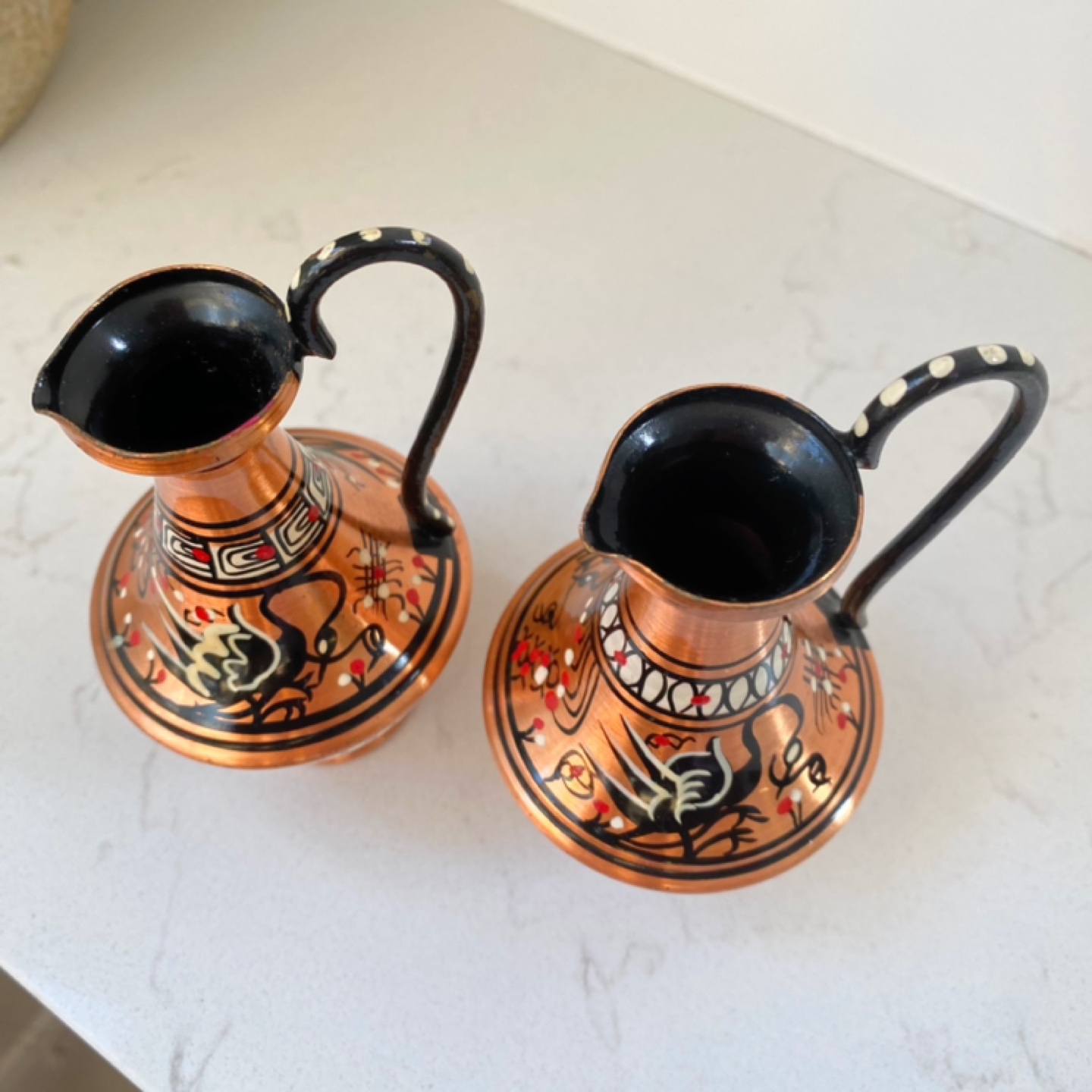 Two Vintage Decorative Copper Pitchers - photo 3