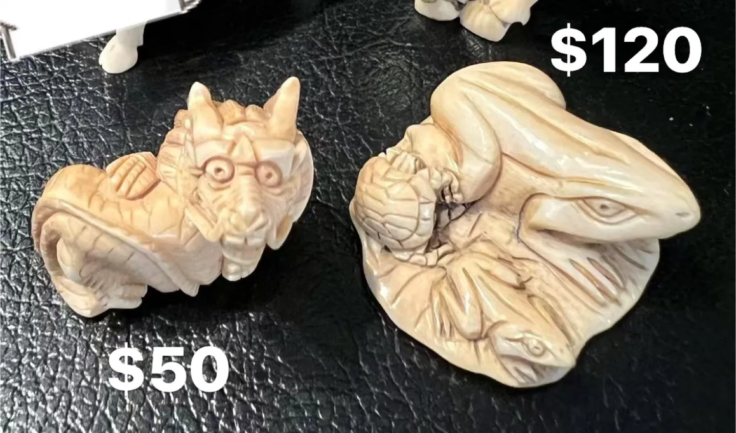 Antique Japanese ivory Netsukew figurines image indicator(8)