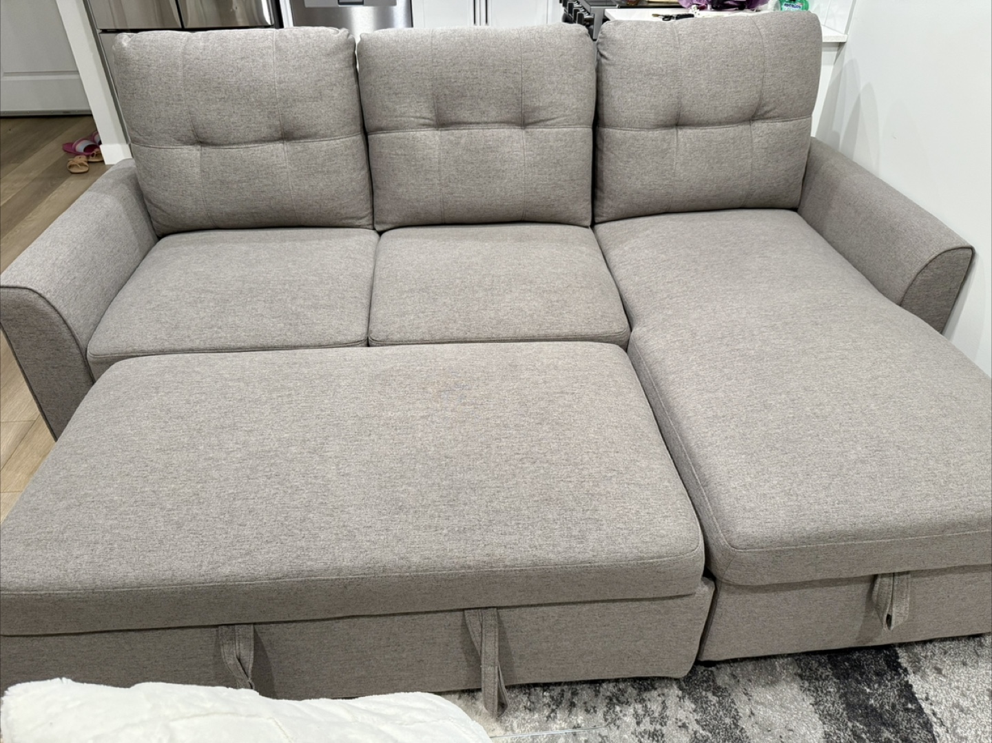 Beige Sectional Sofa with Storage - photo 2