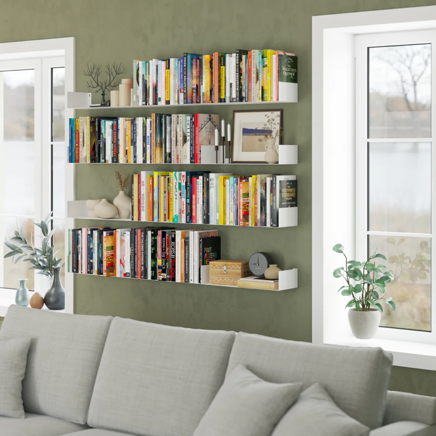 BALI 17'' Floating Metal Wall Shelf - White - photo 5