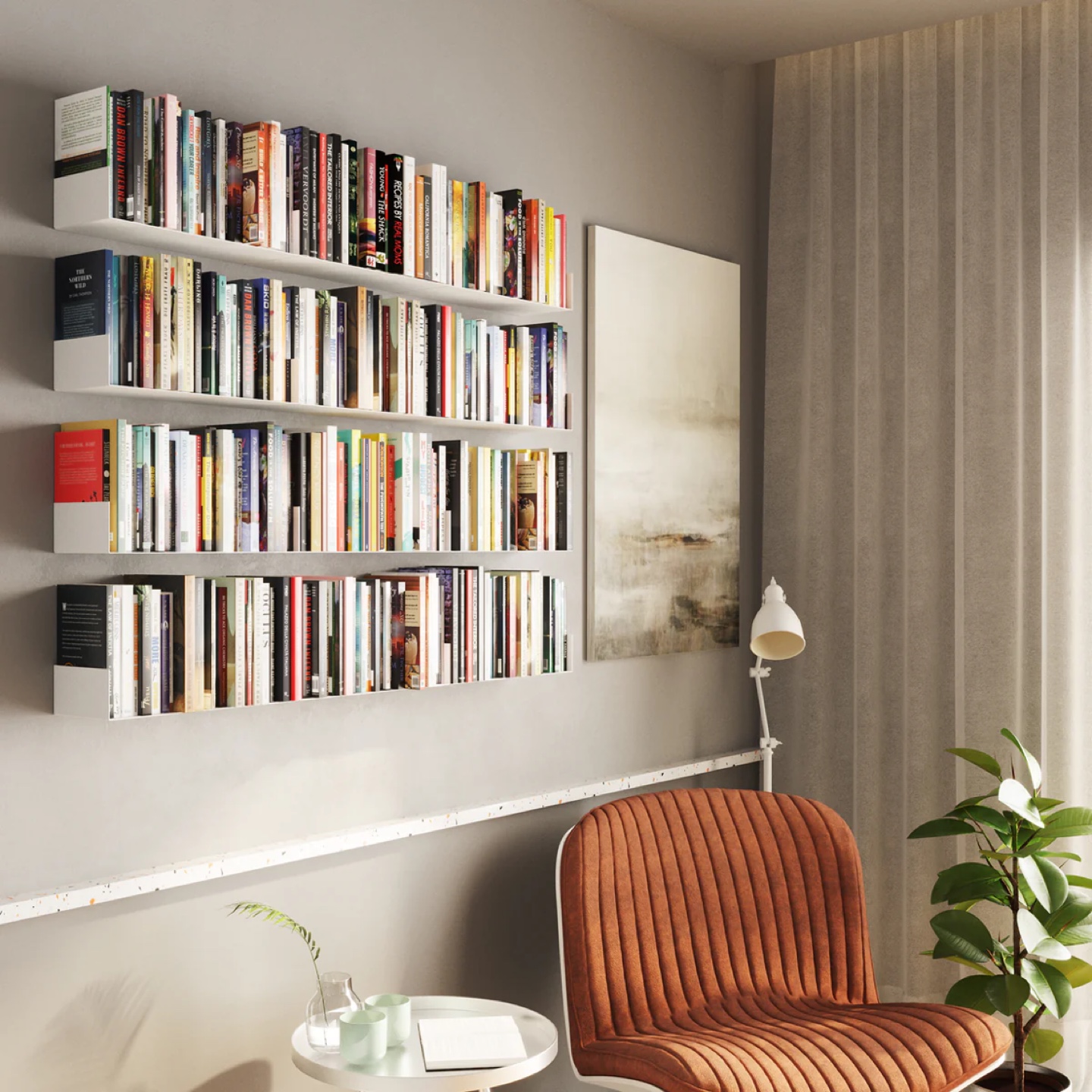BALI 17'' Floating Metal Wall Shelf - White - photo 2
