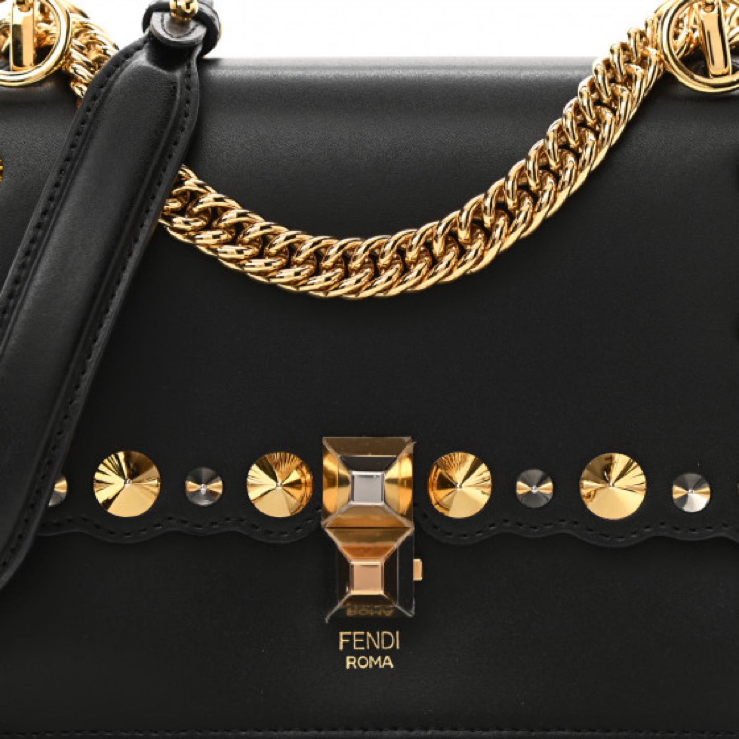 Fendi Kan I Studded Leather Shoulder Bag - photo 5