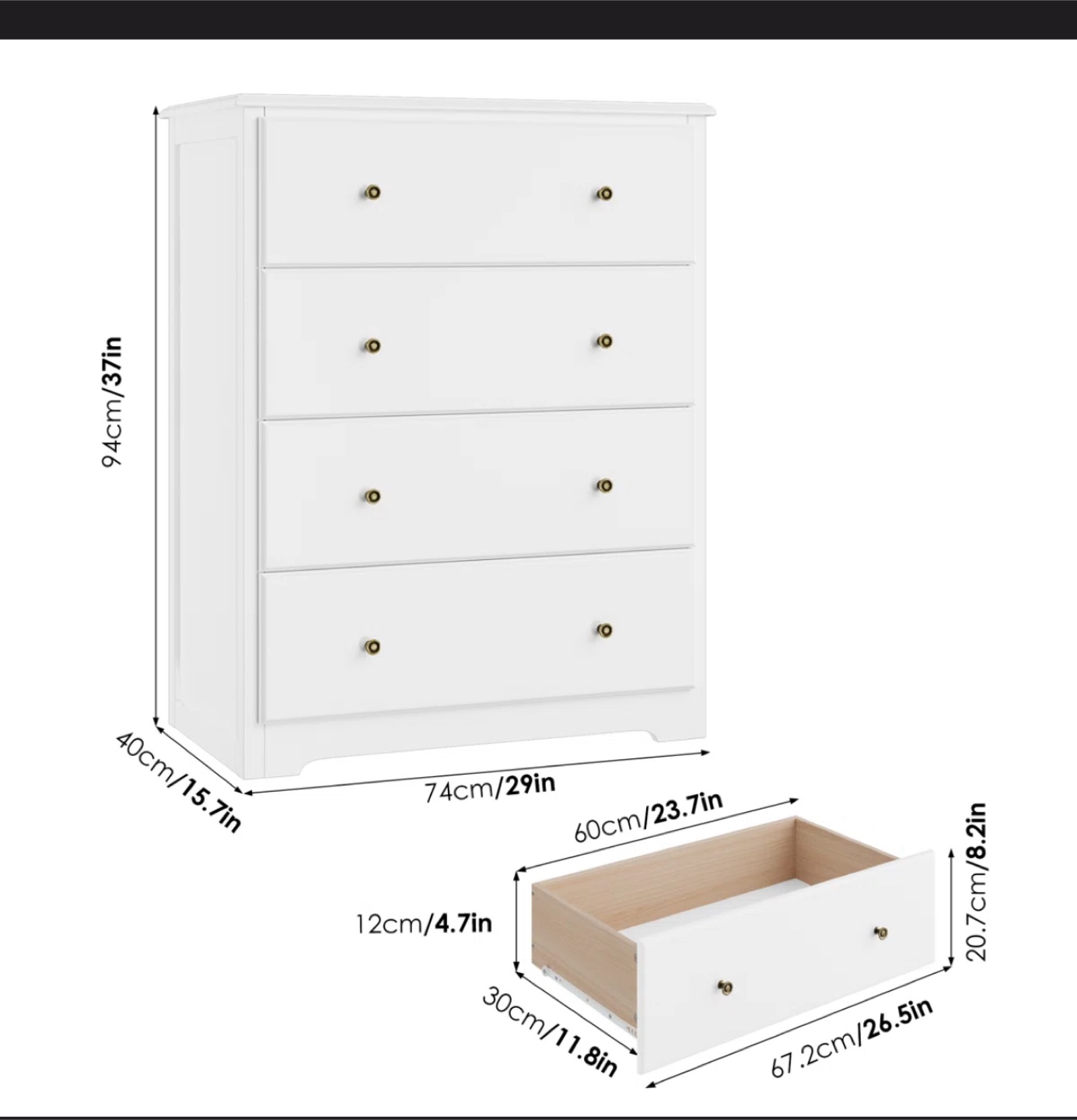 White 4-tier chest drawer - photo 2