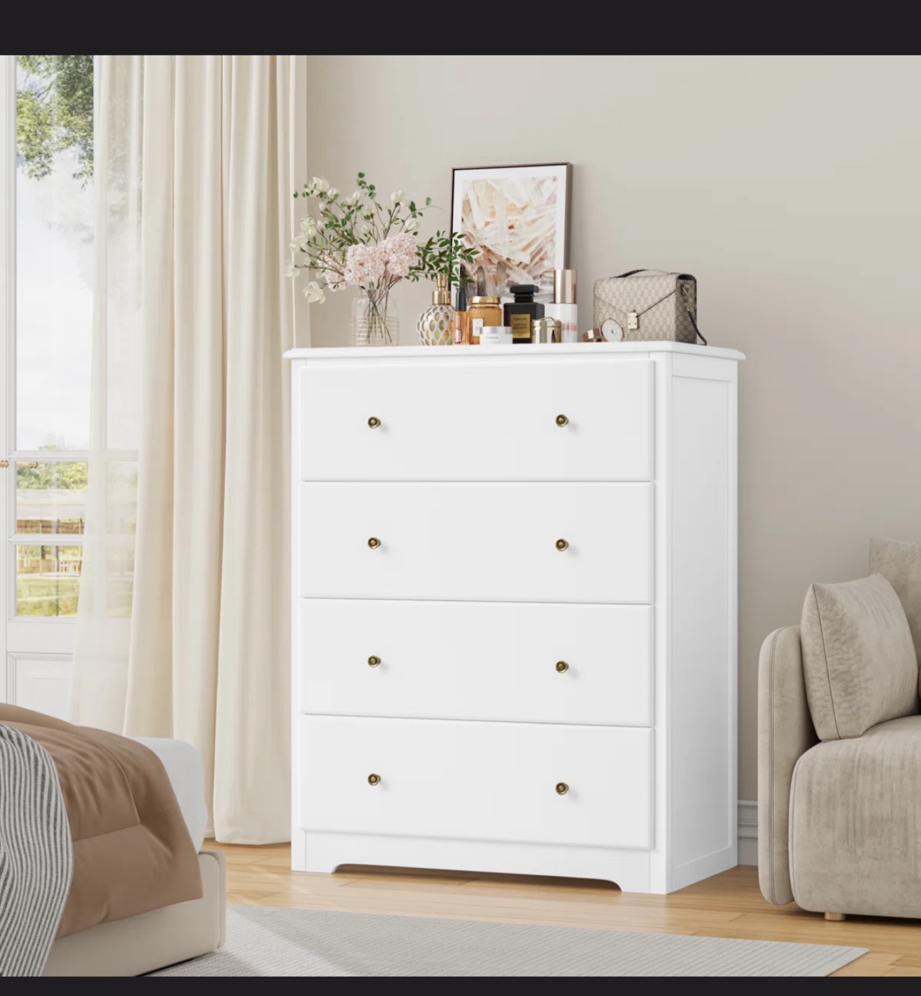 White 4-tier chest drawer