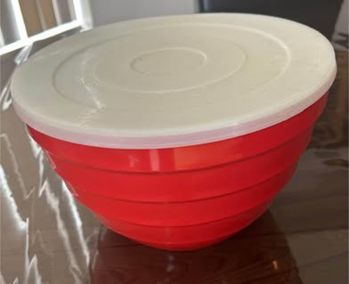 Red Plastic Bowl with Lid