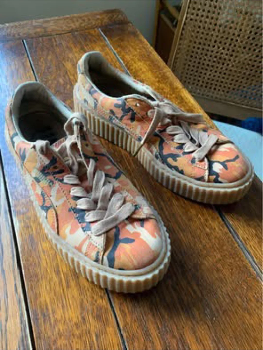 Puma Creeper Runners by Rihanna in Orange Camo W8 thumbnail
