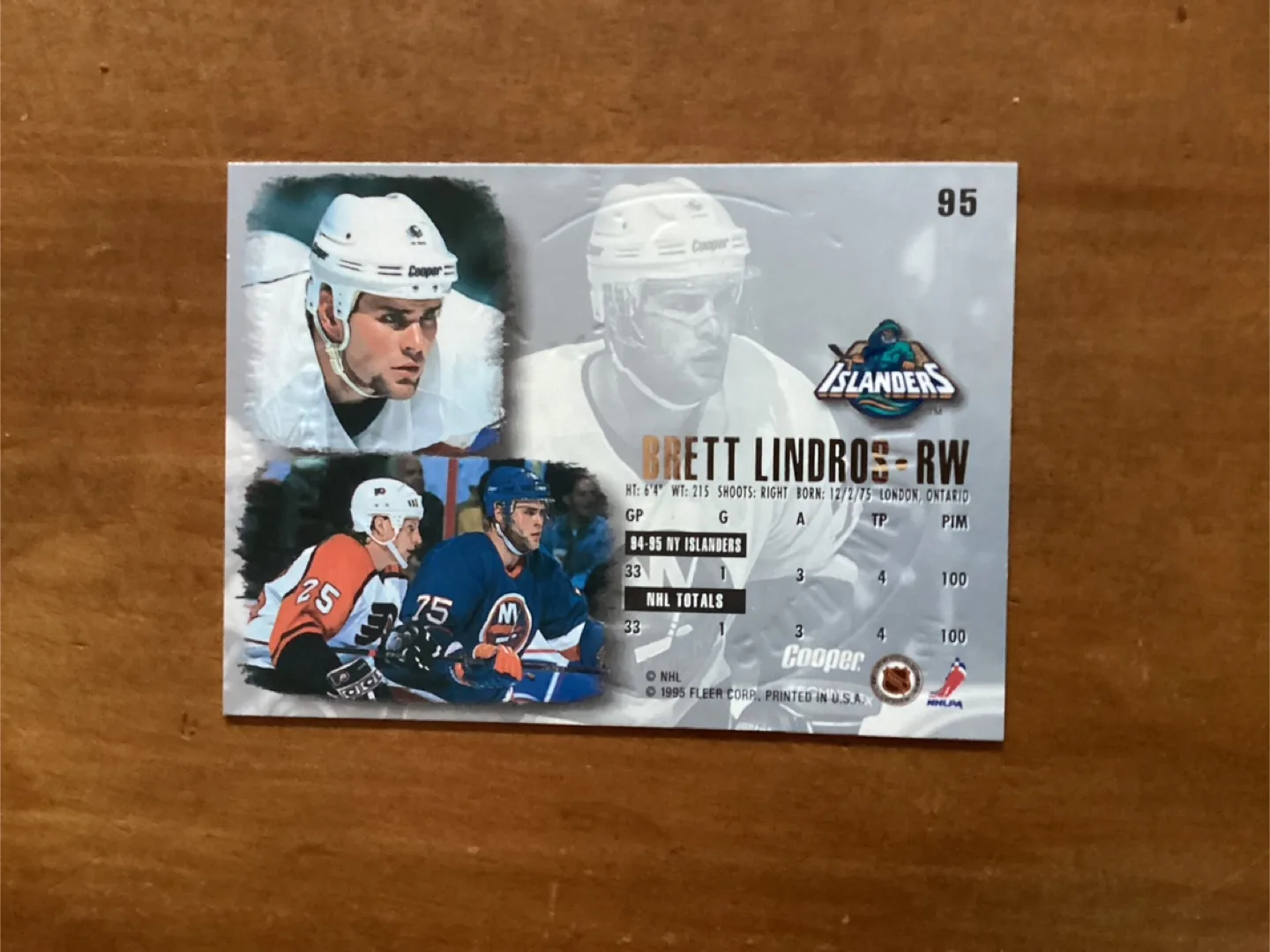 1995-96 FLEER ULTRA BRETT LINDROS GOLD MEDALLION Rookie Card 95 image indicator(2)