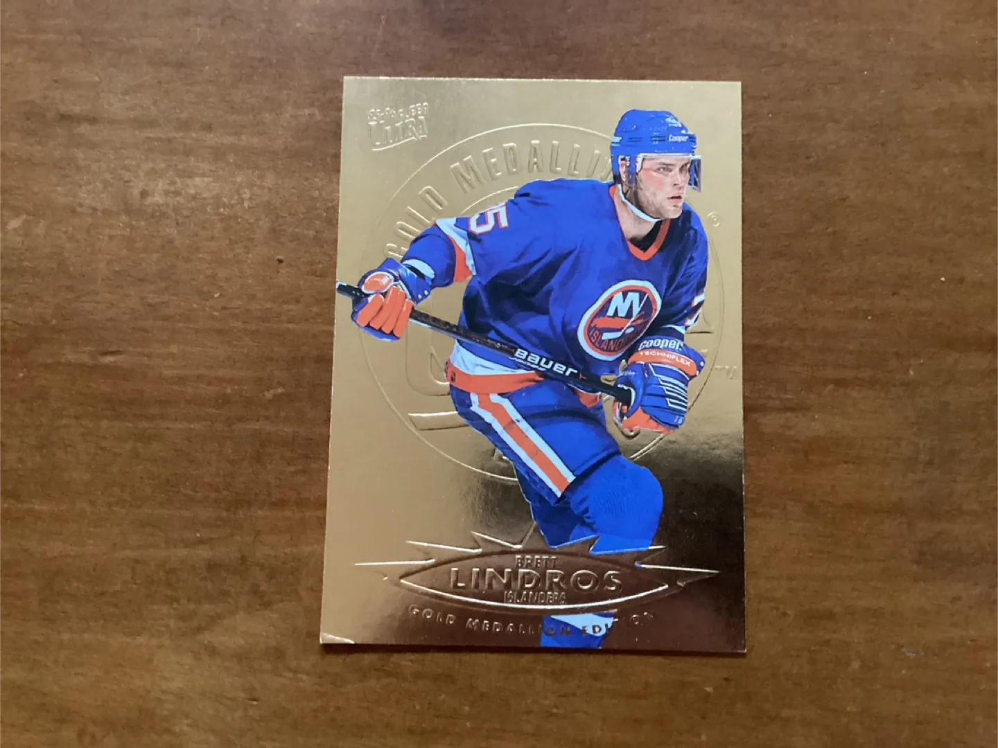 1995-96 FLEER ULTRA BRETT LINDROS GOLD MEDALLION Rookie Card 95 image indicator(3)