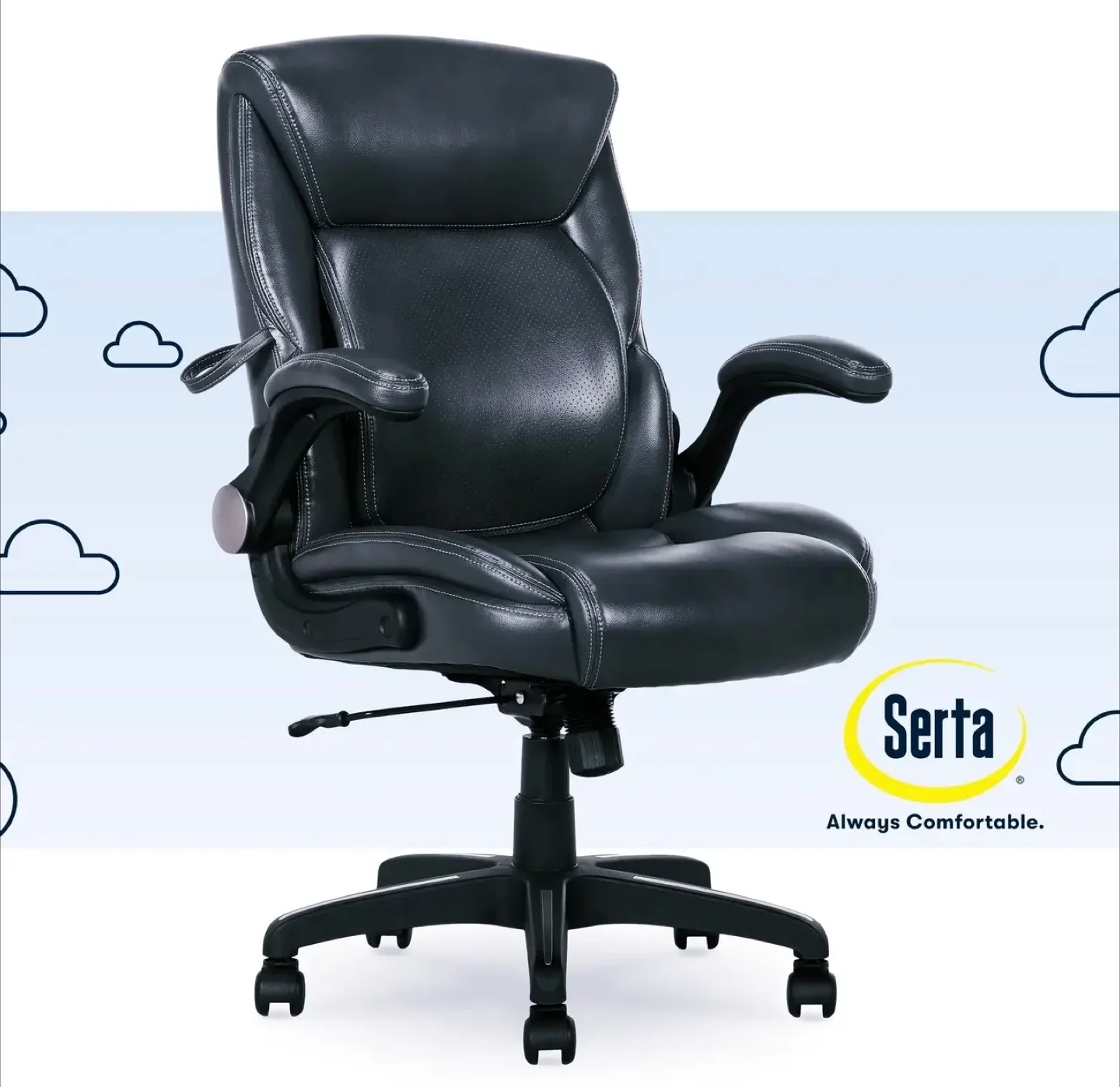 Serta Black Leather Office Chair thumbnail