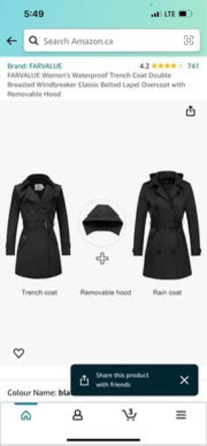 FARYVALUE Women's Waterproof Trench Coat - Black - photo 2