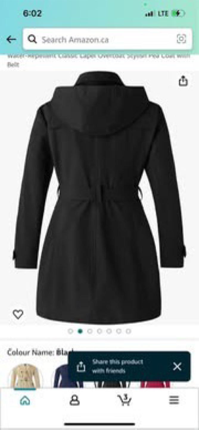 FARYVALUE Women's Waterproof Trench Coat - Black