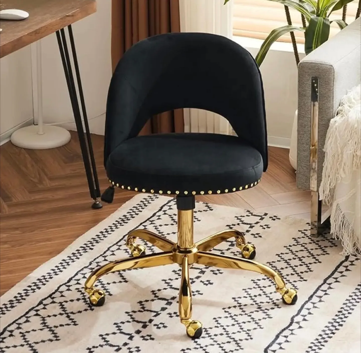 Black Velvet Swivel Task Chair thumbnail
