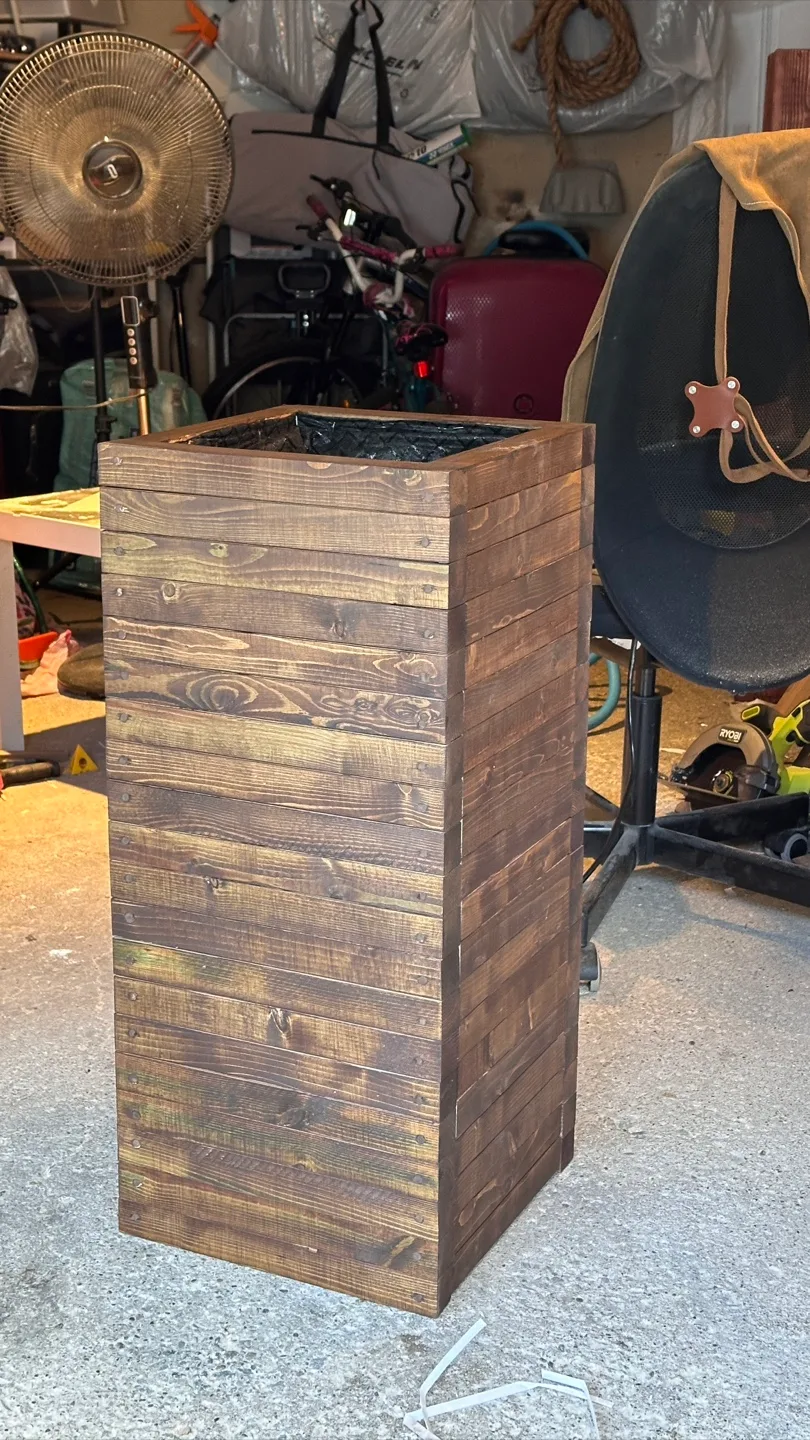 Wood Grain Finish Tall Planter image indicator(2)