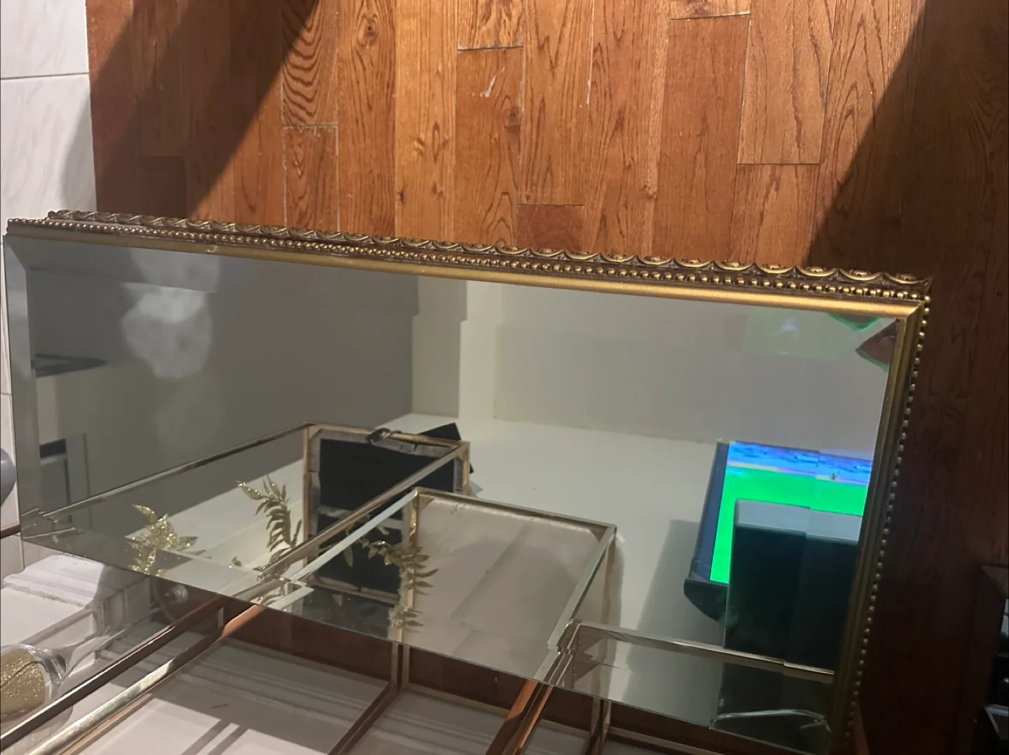 Gold Accent Table with Glass Top image indicator(3)