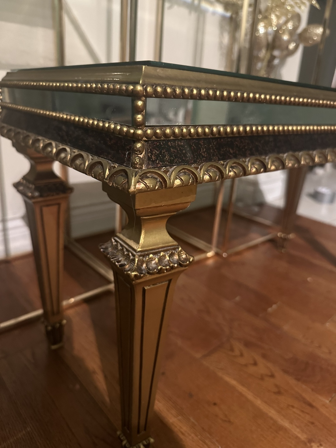 Gold Accent Table with Glass Top