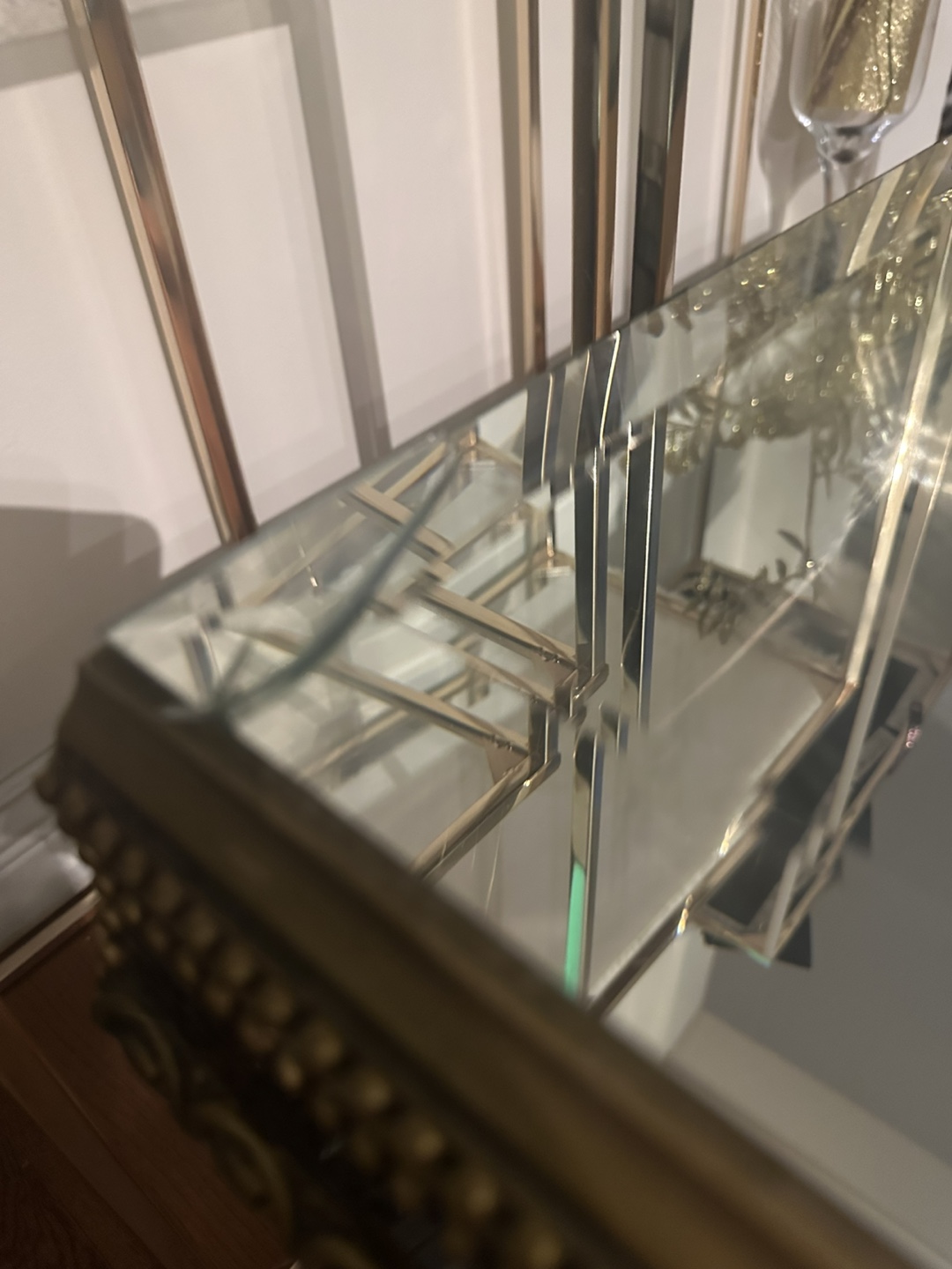 Gold Accent Table with Glass Top - photo 4