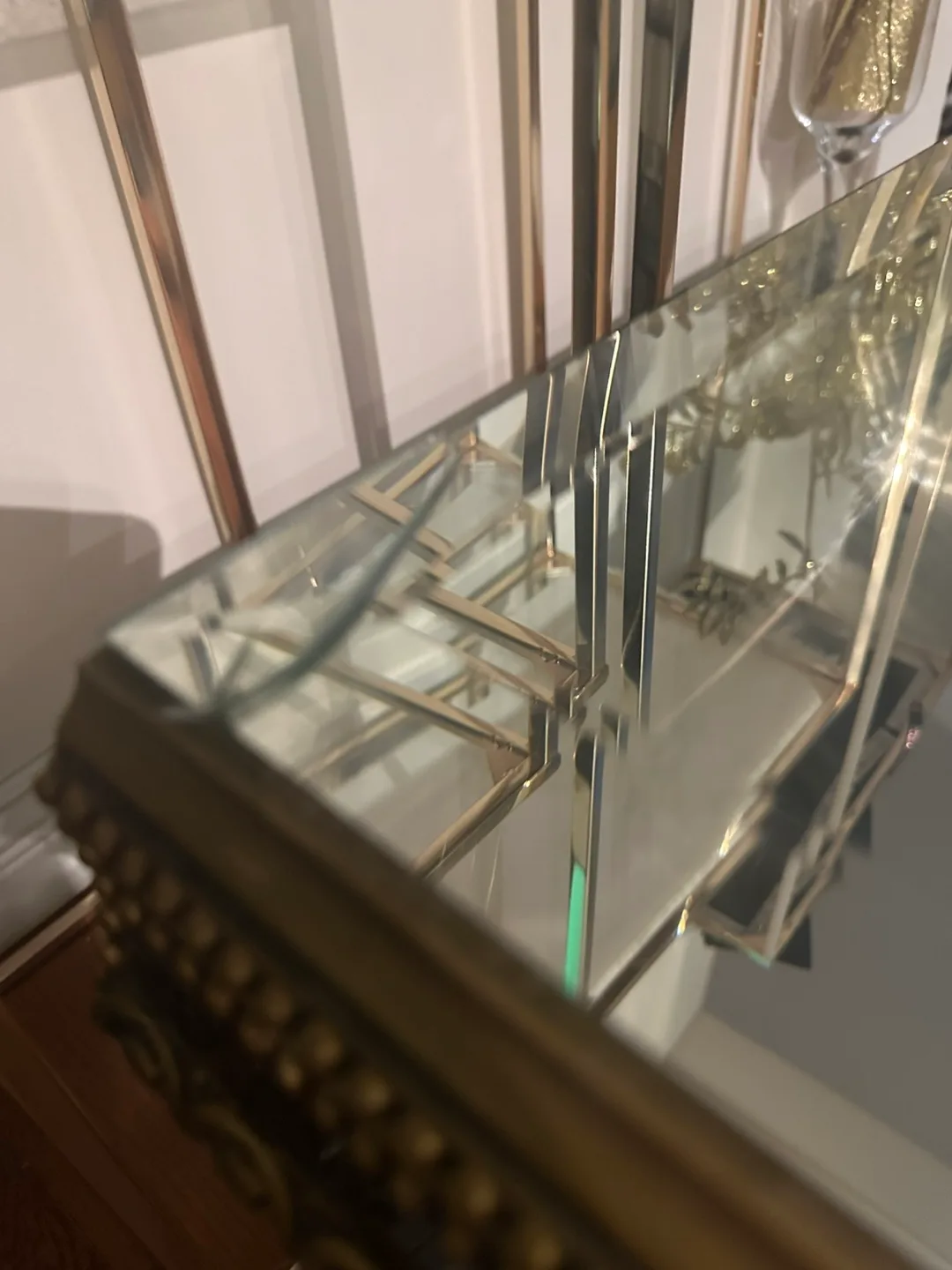 Gold Accent Table with Glass Top image indicator(4)