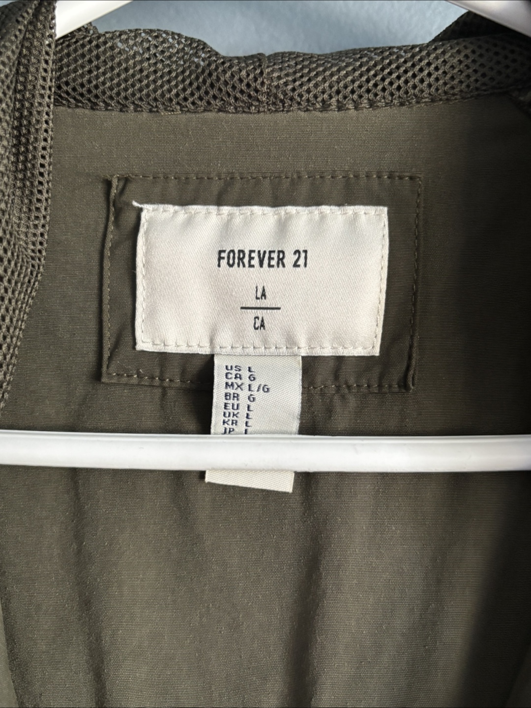 Forever 21 Olive Green Hooded Jacket - Size L - photo 2