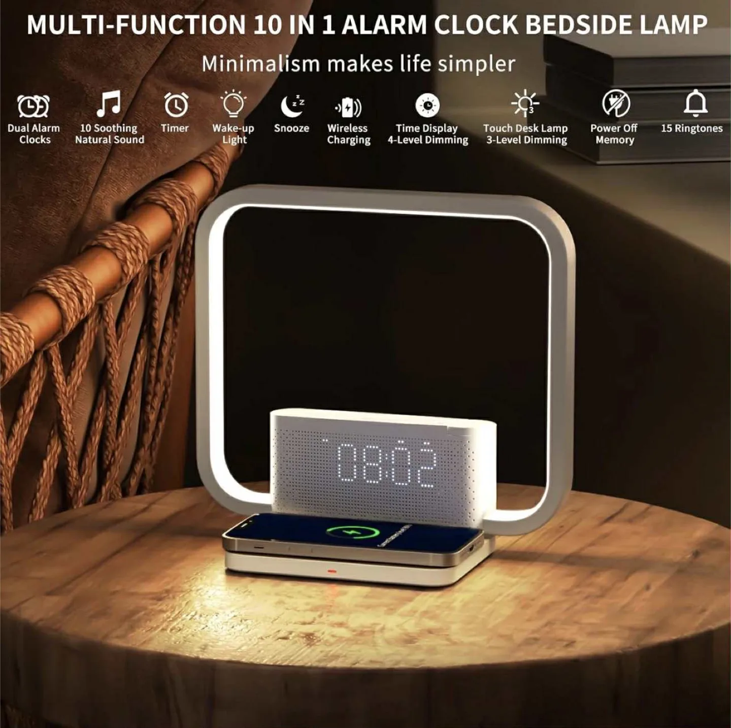 RETEYUNG AJ310A Alarm Clock Bedside Lamp - New in Box image indicator(2)