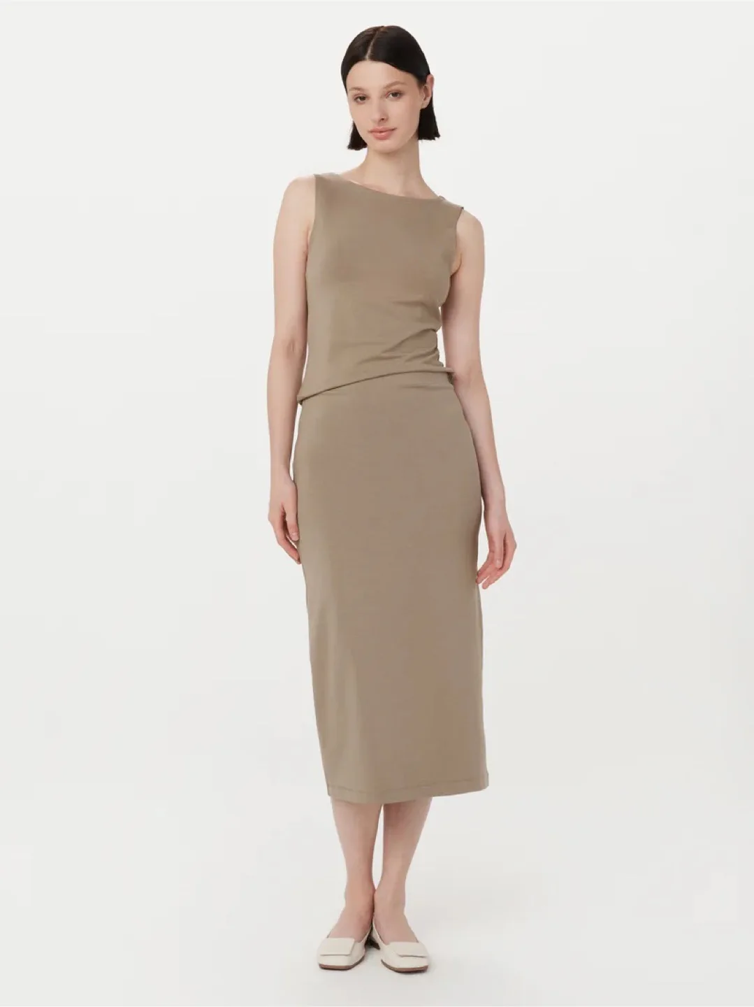 Frank & Oak Beige Midi Skirt image indicator(3)