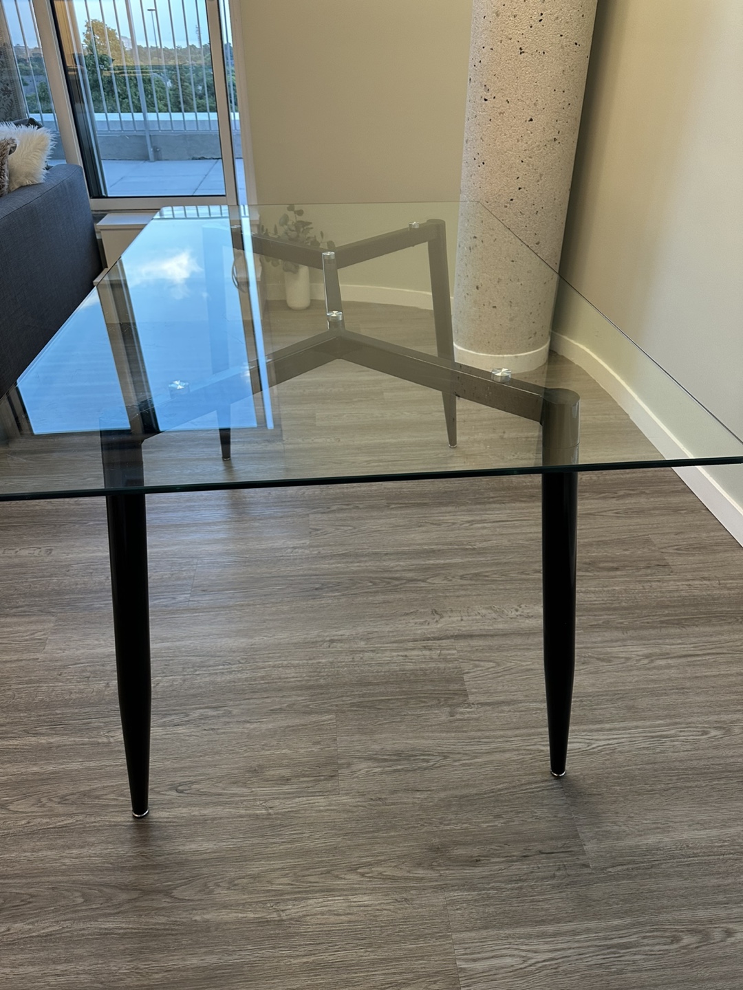Glass Top Dining Table - Black Legs - photo 2