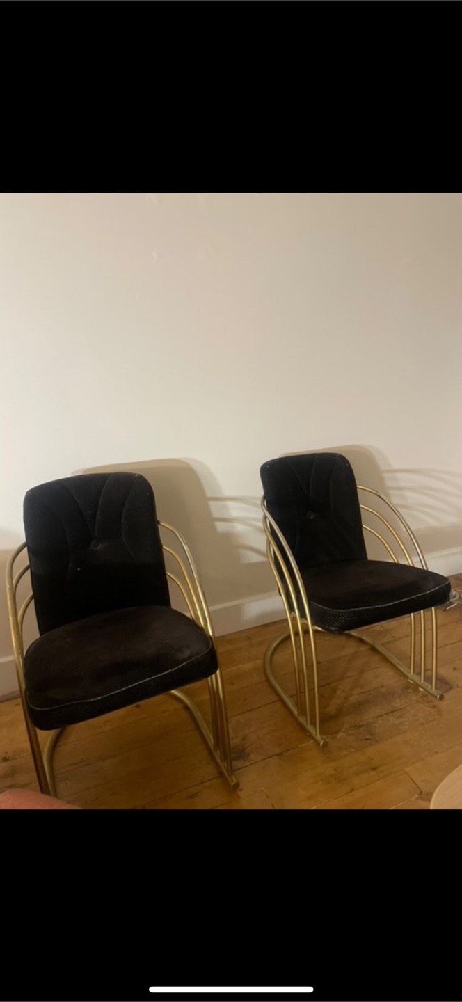 Black Velvet & Gold Accent Chairs (Set of 2) - photo 2