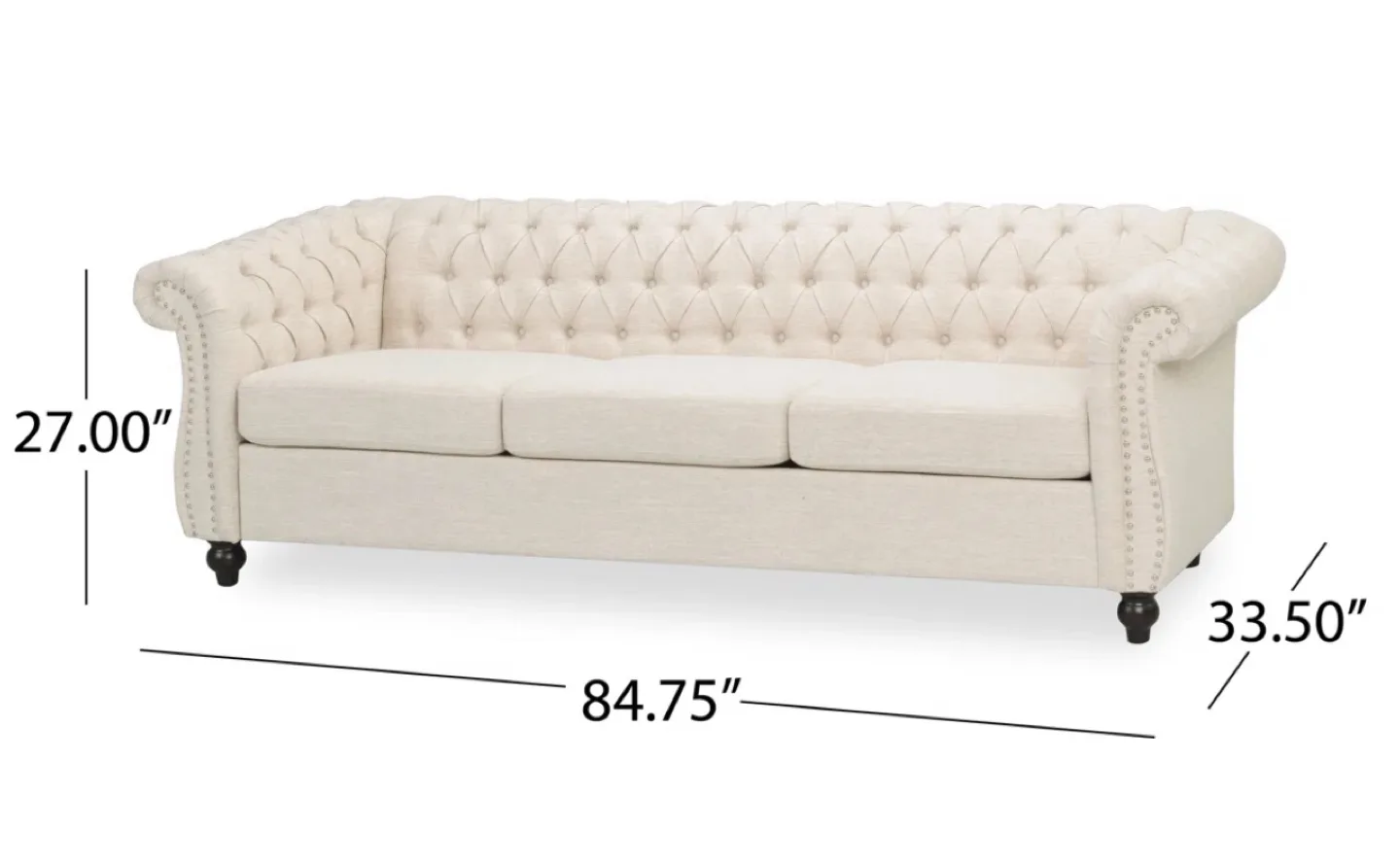 Tufted Chesterfield Sofa - 84.75" Length image indicator(3)