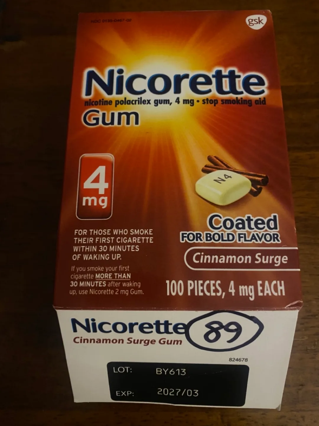Nicorette Cinnamon Surge Gum 4mg - 89 Pieces thumbnail