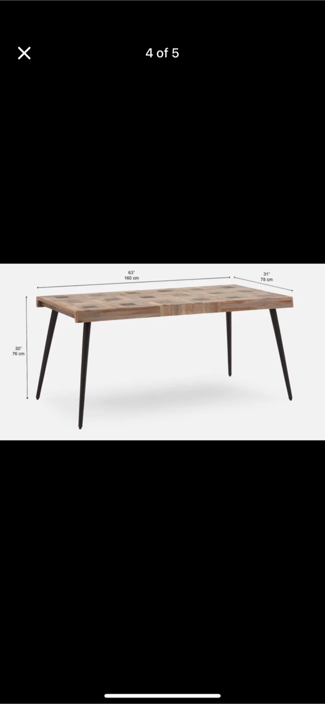 Wood Dining Table 63" x 31"